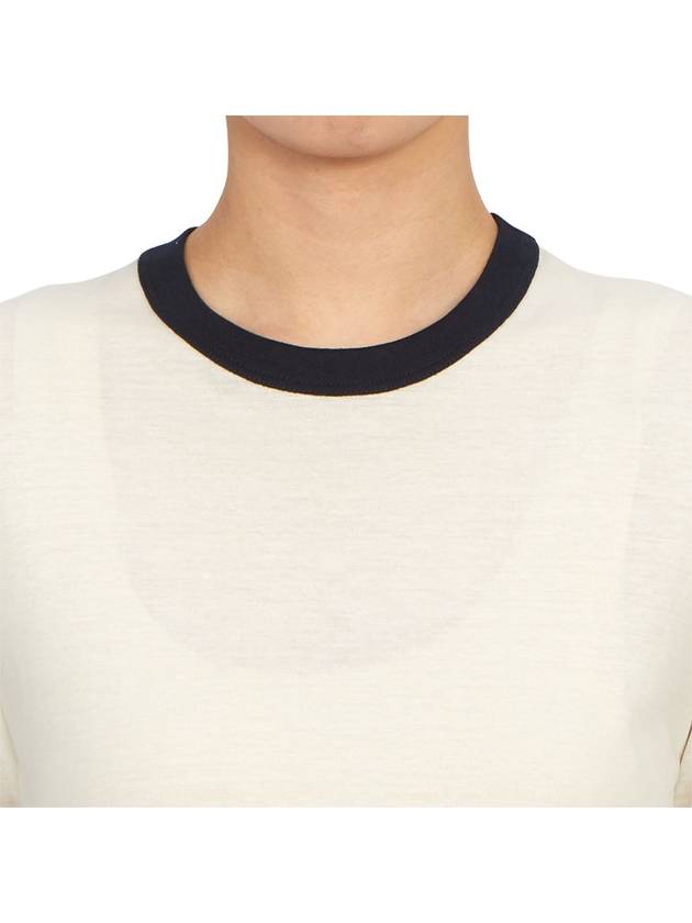 Cotton Crepe Jersey Ringer Long Sleeve T Shirt Natural - THOM BROWNE - BALAAN 6