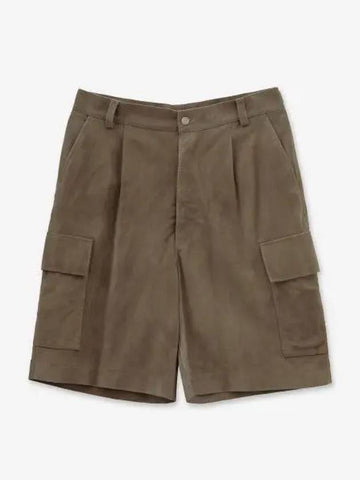 Goat Suede Shorts Pants Khaki Beige A23SP02LSKHBE - AURALEE - BALAAN 1