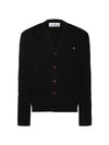 V Neck Cotton Cardigan Black - VIVIENNE WESTWOOD - BALAAN 4