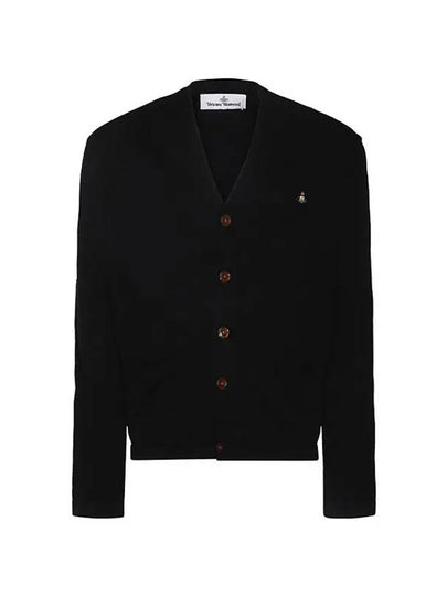 V Neck Cotton Cardigan Black - VIVIENNE WESTWOOD - BALAAN 2