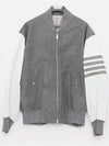 Men's Melton Wool Diagonal Overfit Blouson Jacket Gray - THOM BROWNE - BALAAN.