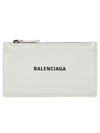 Logo Print Zipper Card Wallet White - BALENCIAGA - BALAAN 1