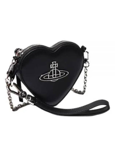 ORB Heart Chain Leather Cross Bag Black - VIVIENNE WESTWOOD - BALAAN 2