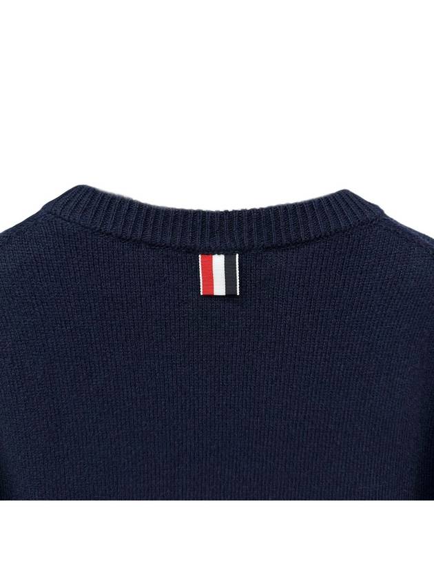 4 Bar Logo Wool Knit Top Navy - THOM BROWNE - BALAAN 5