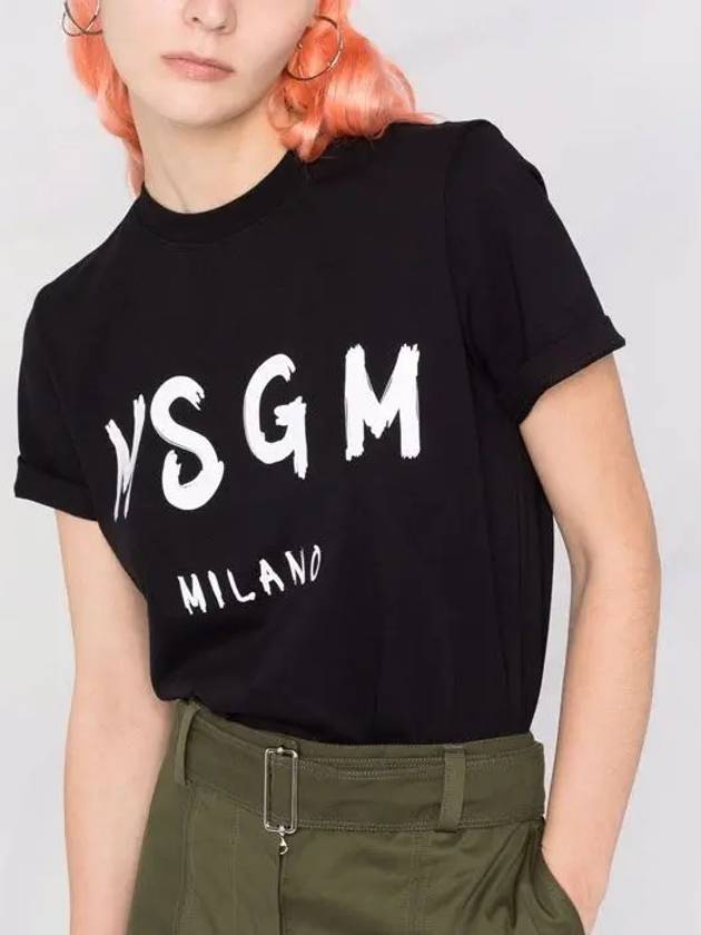 Brushed Logo Short Sleeve T-Shirt Black - MSGM - BALAAN 7