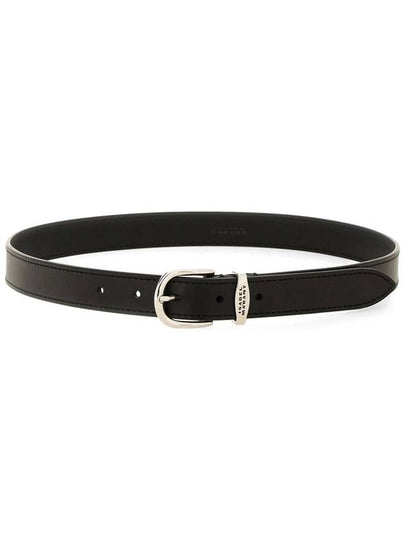 engraved logo leather belt black - ISABEL MARANT - BALAAN 2