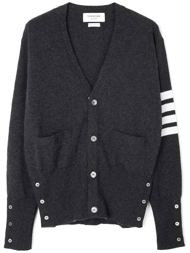 Men's Diagonal Classic Cashmere Cardigan Dark Grey - THOM BROWNE - BALAAN 2