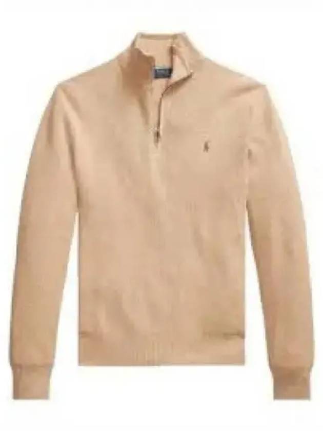 30 Points Cotton Quarter Zipper Sweater Brown - POLO RALPH LAUREN - BALAAN 2