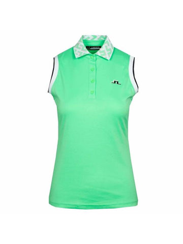 Leslie Sleeveless PK Shirt Green - J.LINDEBERG - BALAAN 1