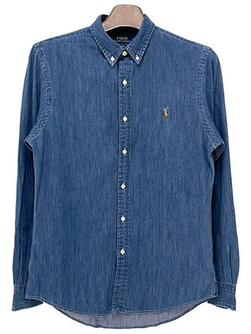 Polo Ralph Lauren Pony Embroidery Logo Denim Shirt 710548539 001 - POLO RALPH LAUREN - BALAAN 1