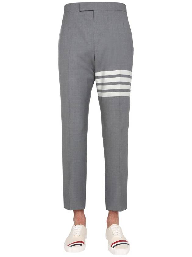 Diagonal Plain Weave Classic Wool Slacks Medium Grey - THOM BROWNE - BALAAN 2