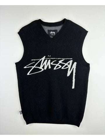 AU Australia SMOOTH STOCK Knit Vest ST037300 Black MENS - STUSSY - BALAAN 1