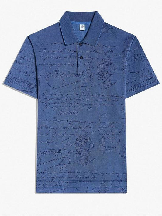 Scritto Pique Polo Bleu De SMALT - BERLUTI - BALAAN 1