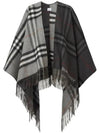 Wool Cashmere Jacquard Check Cape Black - BURBERRY - BALAAN 1