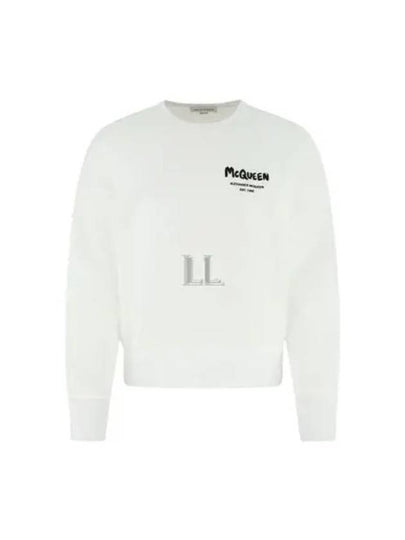 Graffiti Logo Print Sweatshirt White - ALEXANDER MCQUEEN - BALAAN 2