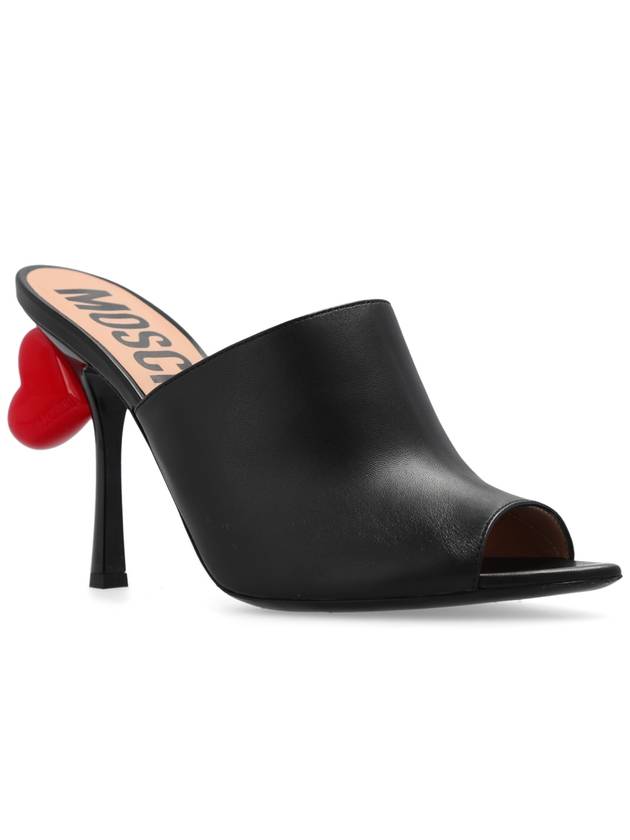 Moschino Heeled Mules In Leather, Women's, Black - MOSCHINO - BALAAN 4