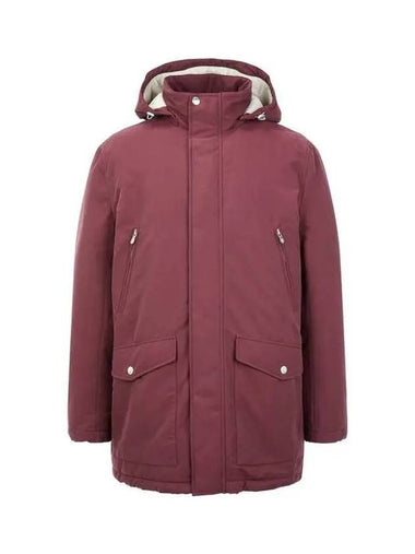 Men s Detachable Hood High Neck Padded Jumper Burgundy 270805 - BRUNELLO CUCINELLI - BALAAN 1