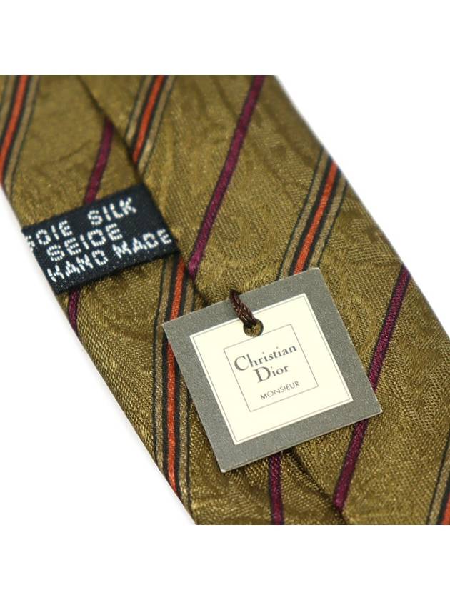 100 silk olive green striped pattern tie - DIOR - BALAAN 6