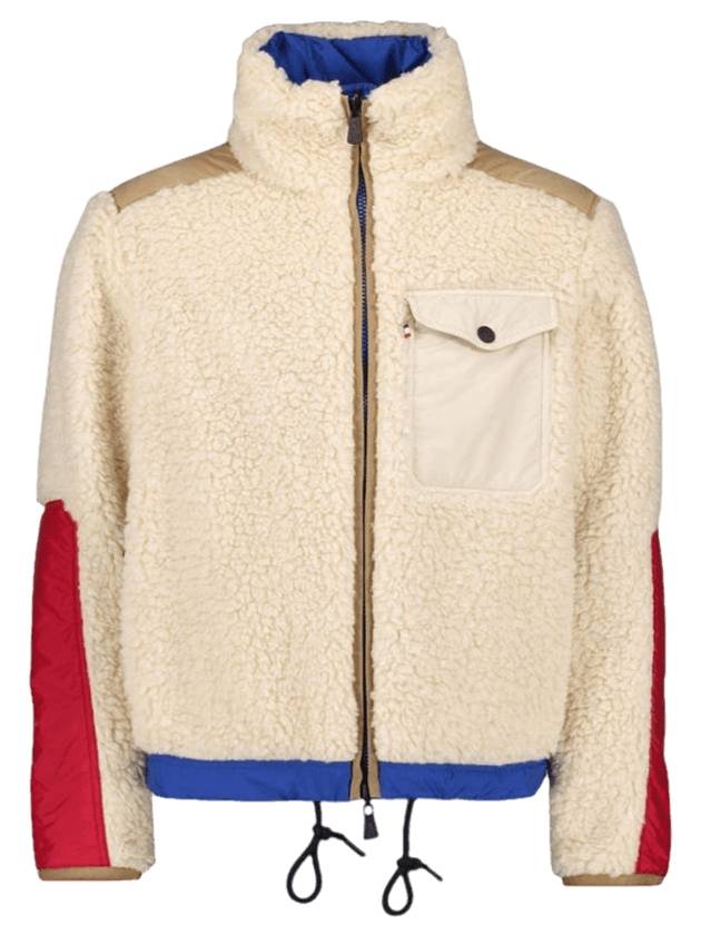 Men's Plattiers Fleece Zip-Up Parka Cream - MONCLER - BALAAN 1