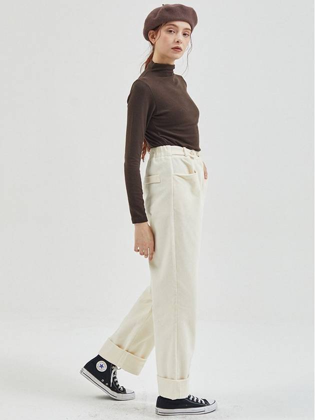 Corduroy Wide Banding Pants Cream - MANAVIS7 - BALAAN 3