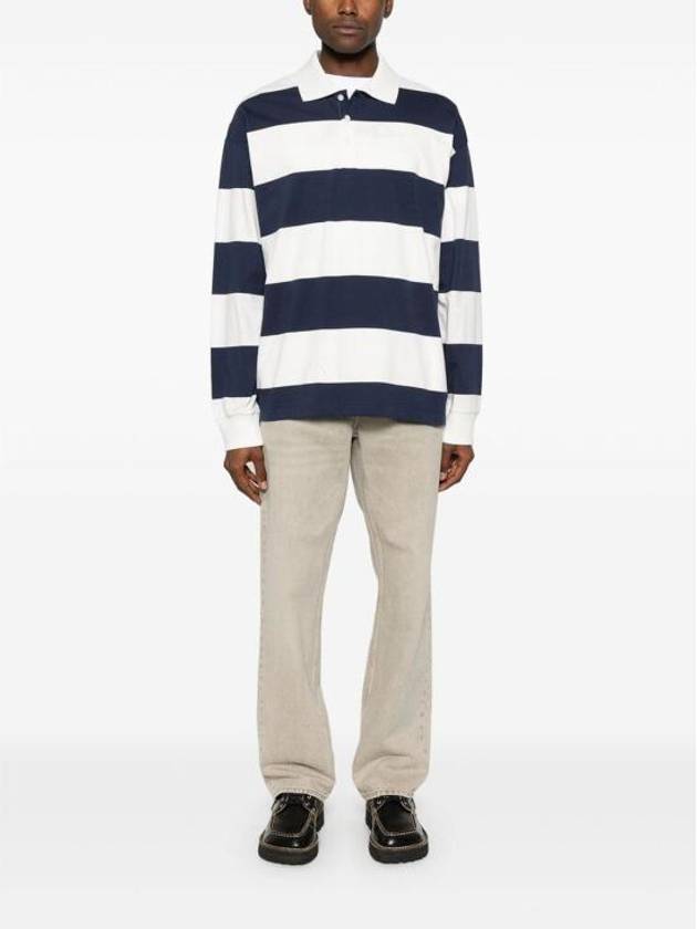 Riley Striped Long Sleeve Polo Shirt Navy White - A.P.C. - BALAAN 5