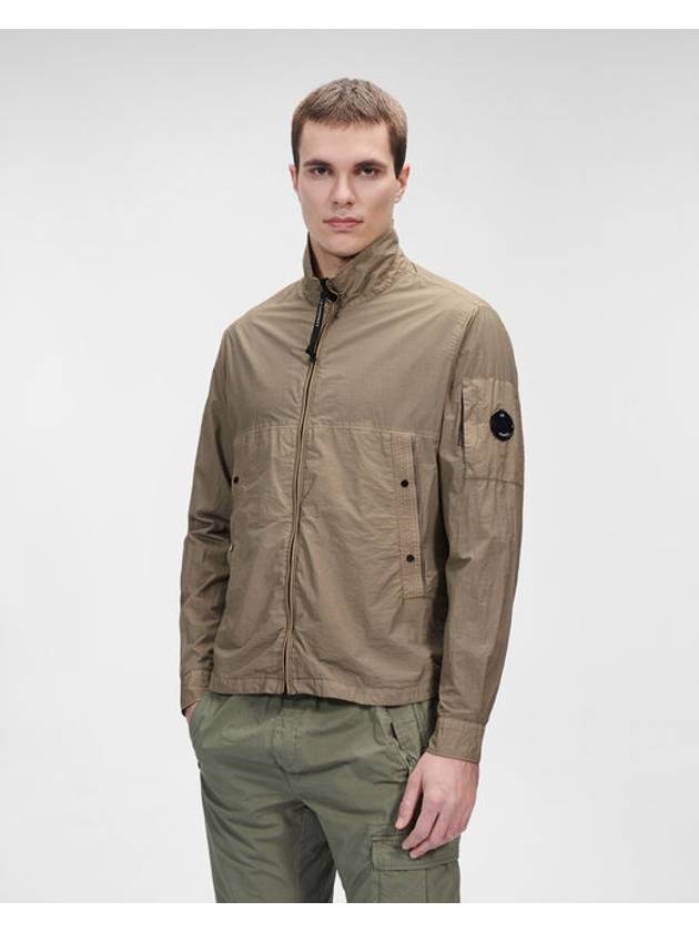 Tylon Lens Wappen Overshirt Zip-Up Jacket Brown - CP COMPANY - BALAAN 3