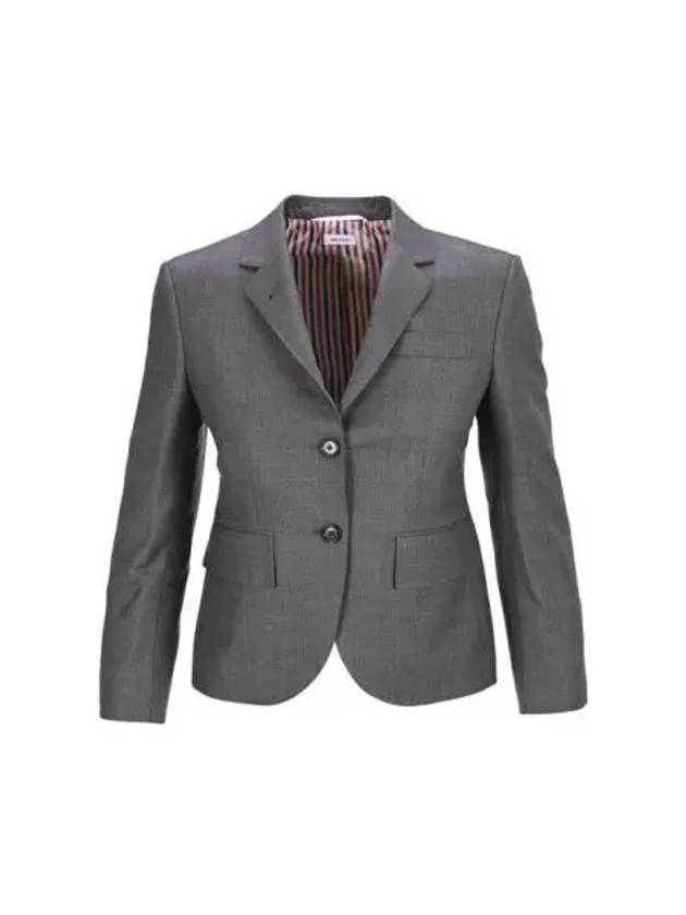 Women's Twill Slim Fit Single Breasted Wool Jacket Mid Grey - THOM BROWNE - BALAAN 2