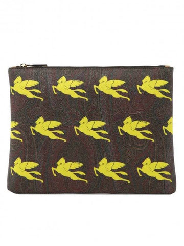 Logo Pattern Clutch Bag Brown - ETRO - BALAAN 1