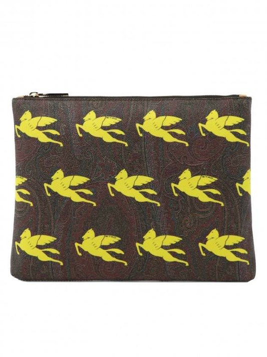 Logo Pattern Clutch Bag Brown - ETRO - BALAAN 1