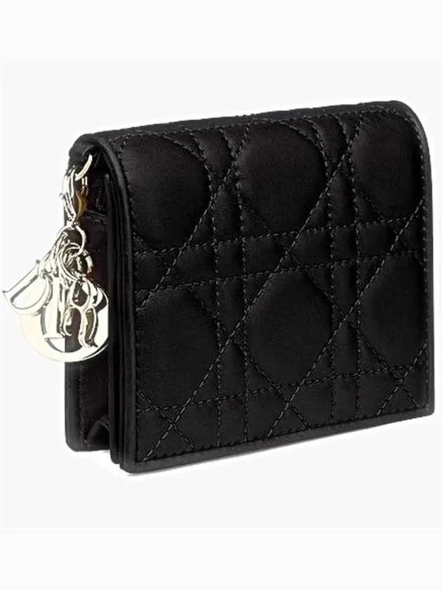 Lady Cannage Small Lambskin Half Wallet Black - DIOR - BALAAN 3