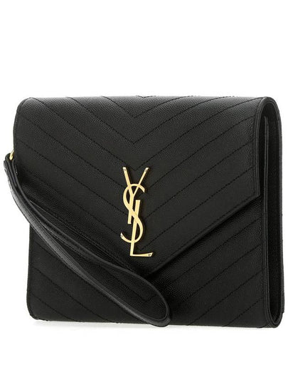 Grain De Poudre Cassandre Clutch Bag Black - SAINT LAURENT - BALAAN 2