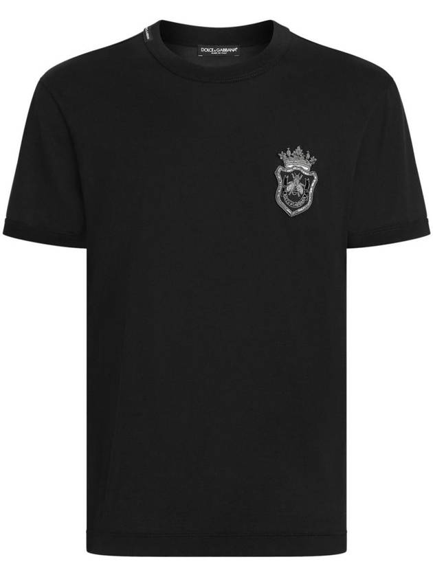 Dolce & Gabbana Cotton T-Shirt With Heraldic Patch Clothing - DOLCE&GABBANA - BALAAN 1