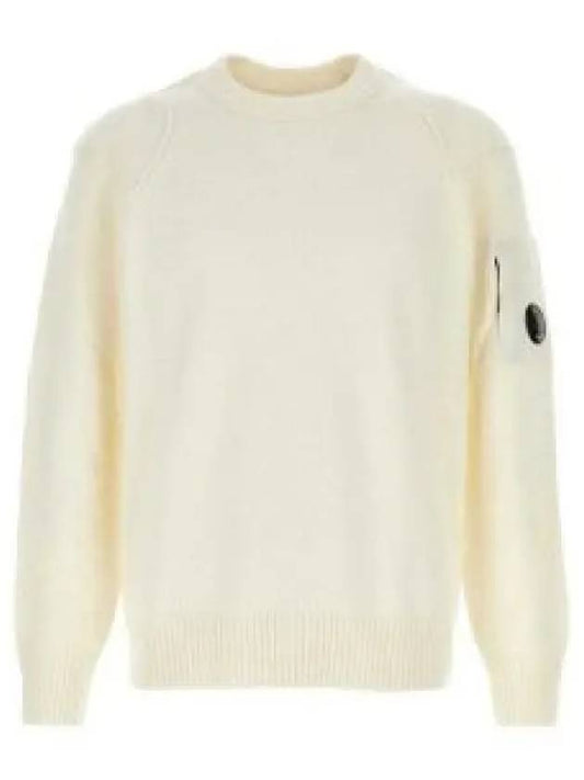 Lambswool GRS Crew Neck Knit Top White - CP COMPANY - BALAAN 2