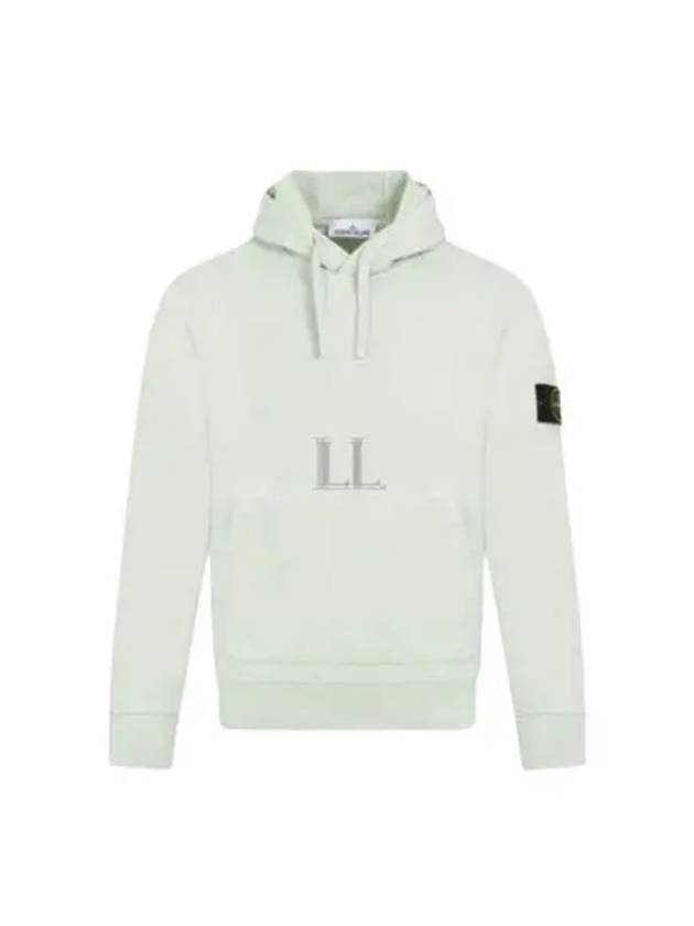 Logo Patch Cotton Fleece Hoodie Musk Green - STONE ISLAND - BALAAN 2