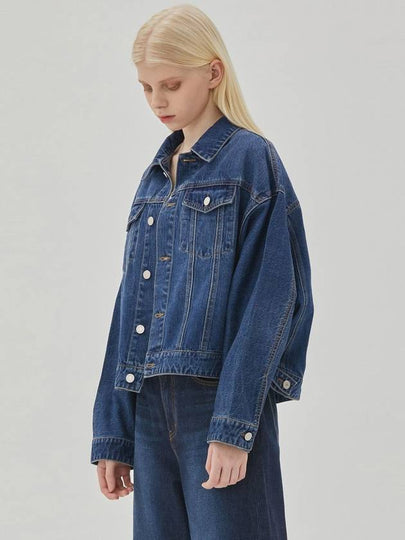 RYUL+WAI: Denim Dolman Sleeve Oversized Jacket Indigo - RYUL+WAI: - BALAAN 2