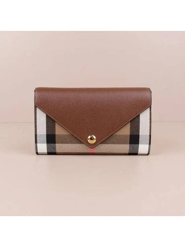 HANNAH House check envelope strap clutch bag brown 80731581 - BURBERRY - BALAAN 1