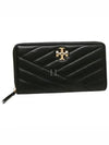 Kira Chevron Zip Continental Long Wallet Black - TORY BURCH - BALAAN 2