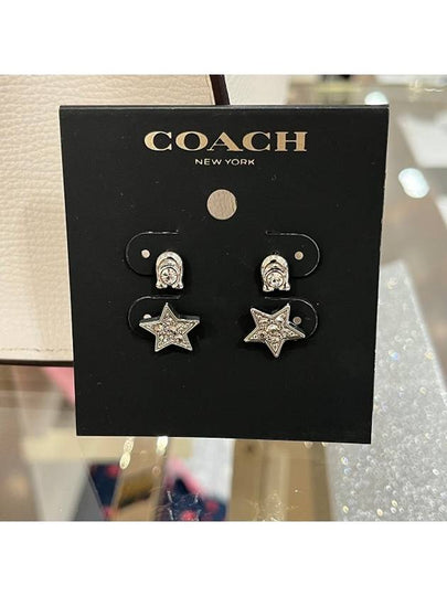 Signature And Pave Star Stud Earrings Silver - COACH - BALAAN 2