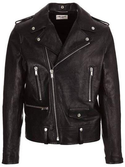 Classic Motorcycle Leather Jacket Black - SAINT LAURENT - BALAAN 2