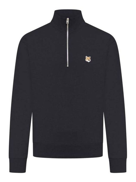 Fox Head Patch Half Zipper Sweatshirt Black - MAISON KITSUNE - BALAAN 1
