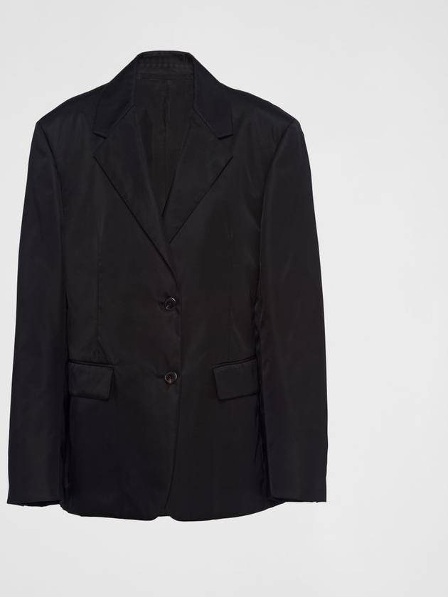 Single Breasted Nylon Blazer Jacket Black - PRADA - BALAAN 1