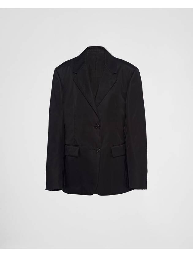 Single Breasted Nylon Blazer Jacket Black - PRADA - BALAAN 2