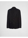 Single Breasted Nylon Blazer Jacket Black - PRADA - BALAAN 1