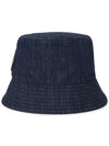 Triangle Logo Denim Cotton Bucket Hat Navy - PRADA - BALAAN 3