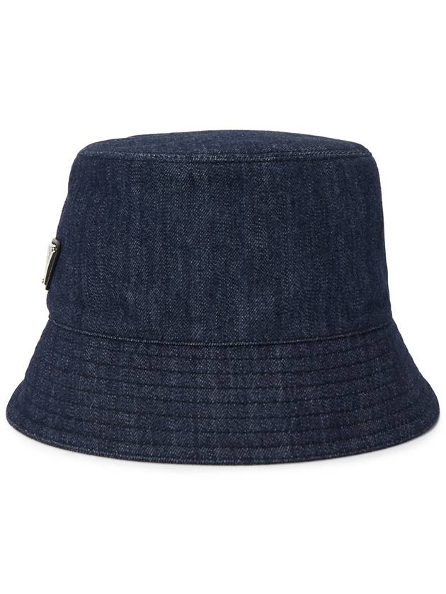 Triangle Logo Denim Cotton Bucket Hat Navy - PRADA - BALAAN 3