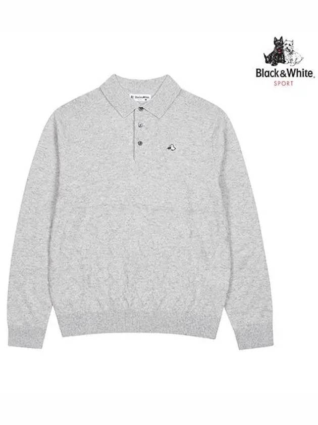 Men s Polo Collar Solid Sweater 2904GXSS GREY - BLACK&WHITE - BALAAN 1