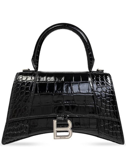 Hour Glass Croco Print Shoulder Bag Black - BALENCIAGA - BALAAN 2