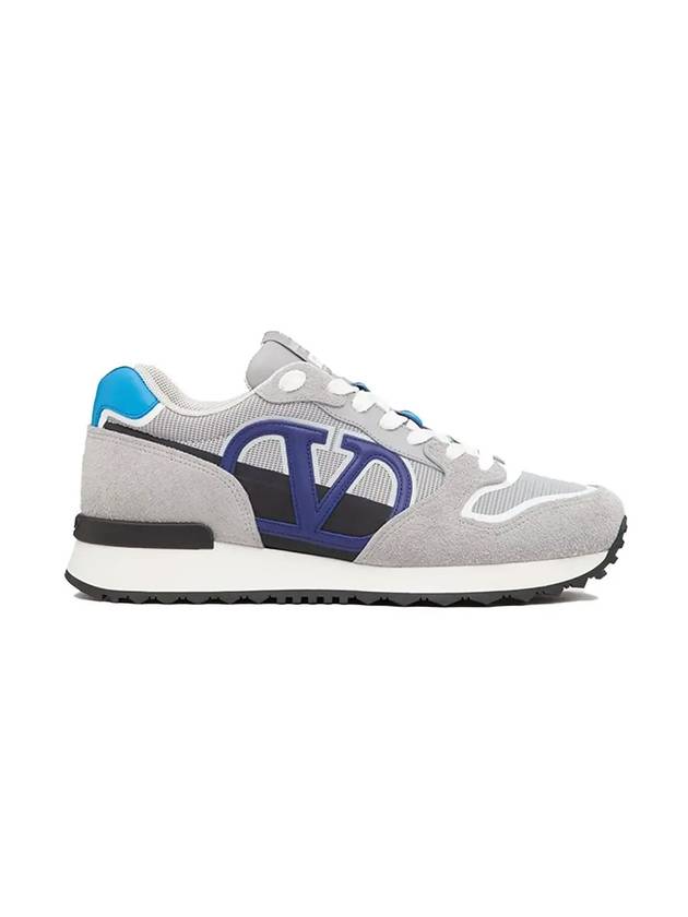 V Logo Low Top Sneakers Grey Blue - VALENTINO - BALAAN 1