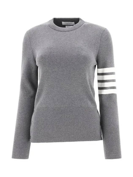 4-Bar Milano Stitch Crew Neck Knit Top Light Grey - THOM BROWNE - BALAAN 2