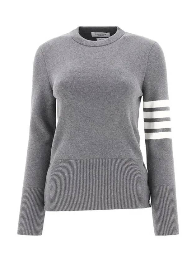 4-Bar Milano Stitch Crew Neck Knit Top Light Grey - THOM BROWNE - BALAAN 2